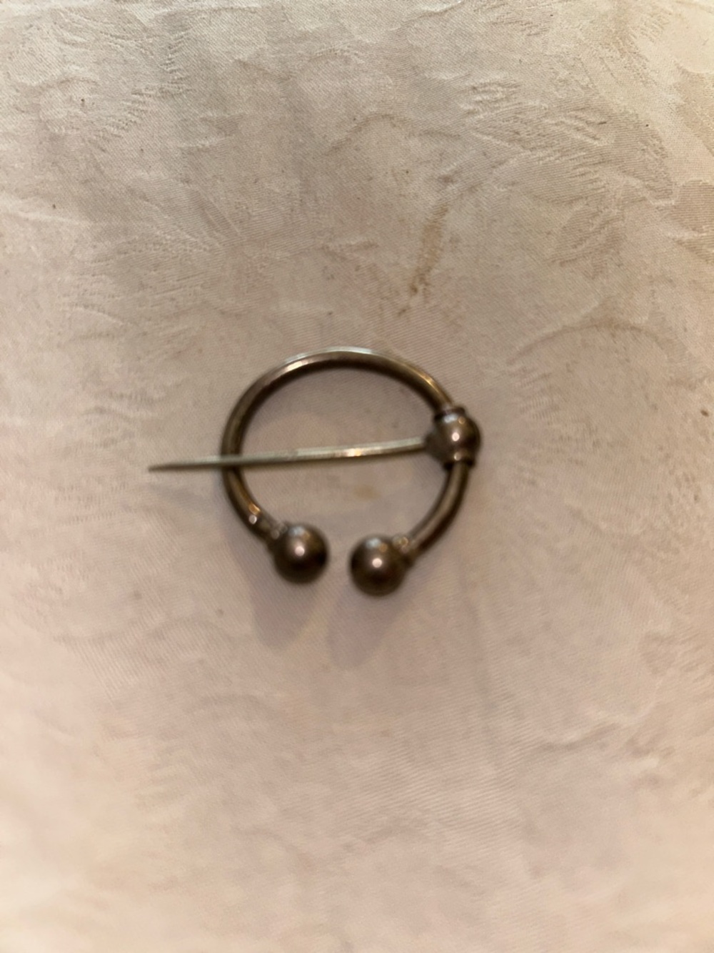 Classic Silver-Tone Circular Brooch Pin - Minimal Ball Accent